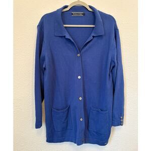 Woolovers Royal Blue XL Long Collared Cardigan 100%